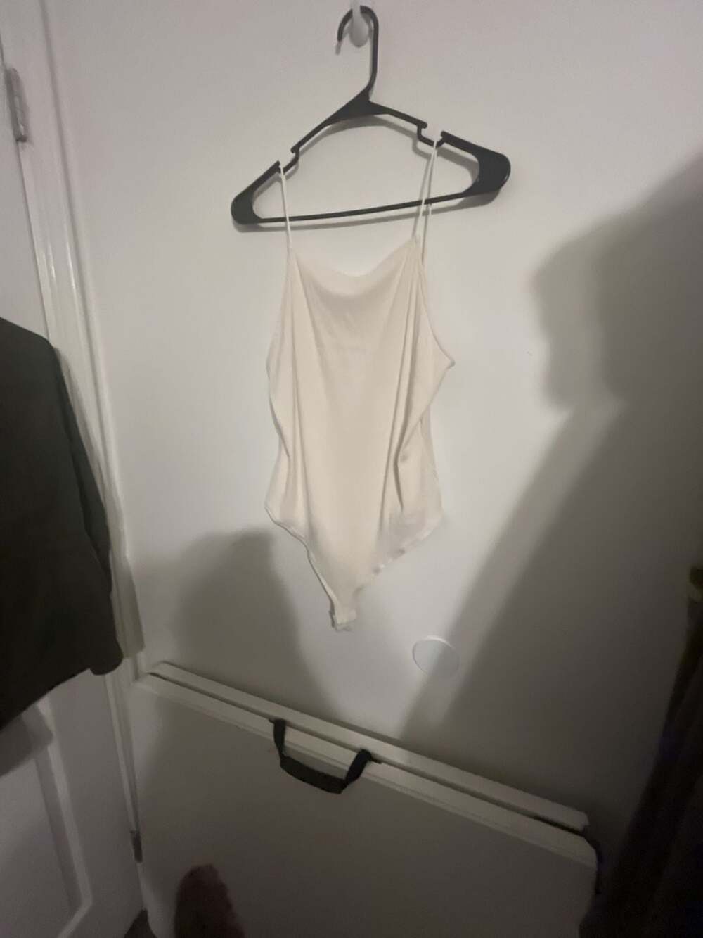 H&M Ribbed Spaghetti Strap Bodysuit White Size XL
